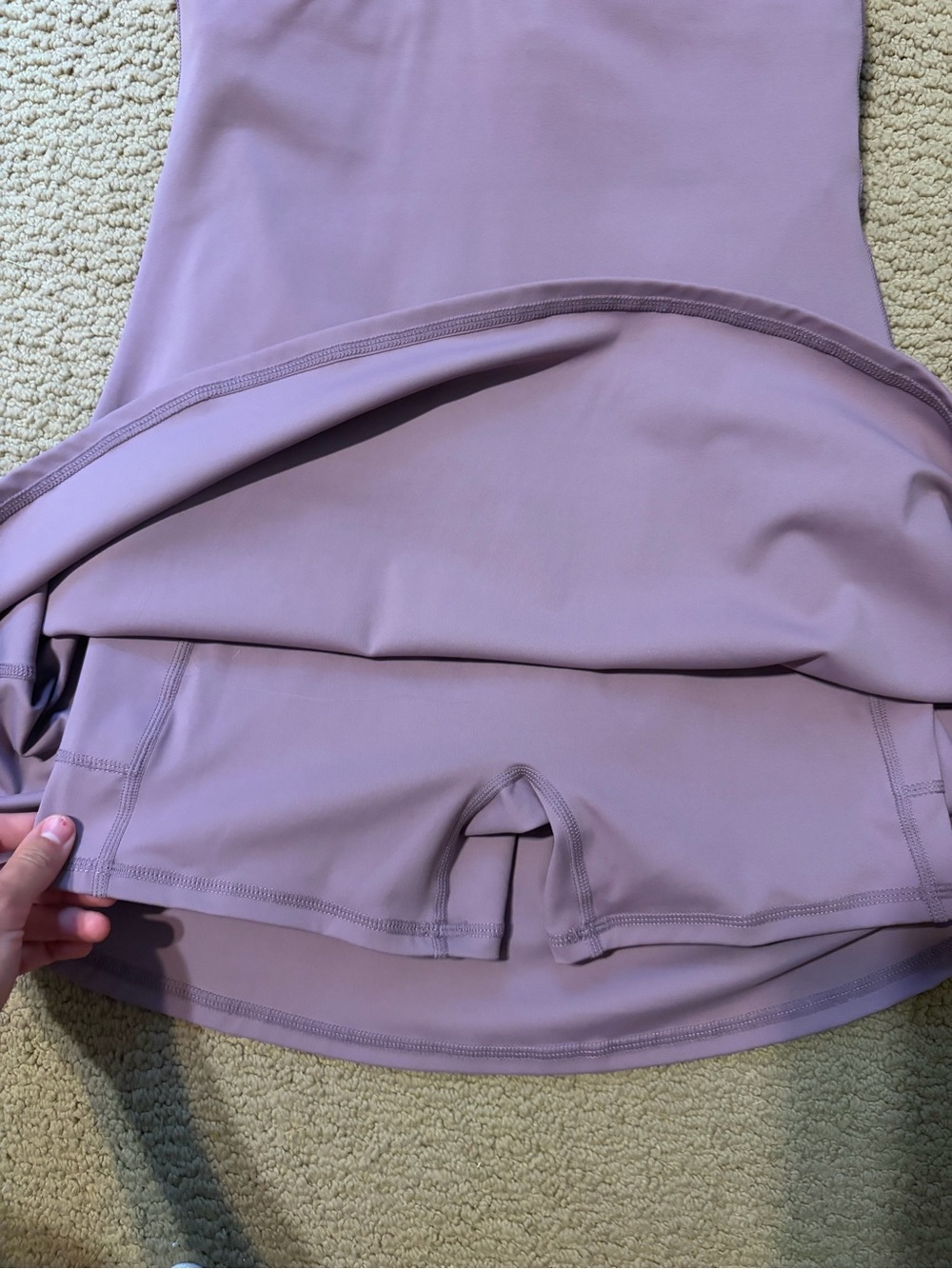 Women's Lavender Tank Mini Athletic Dress With Shorts, Built in Bra, and Pockets - Picture 3 of 5